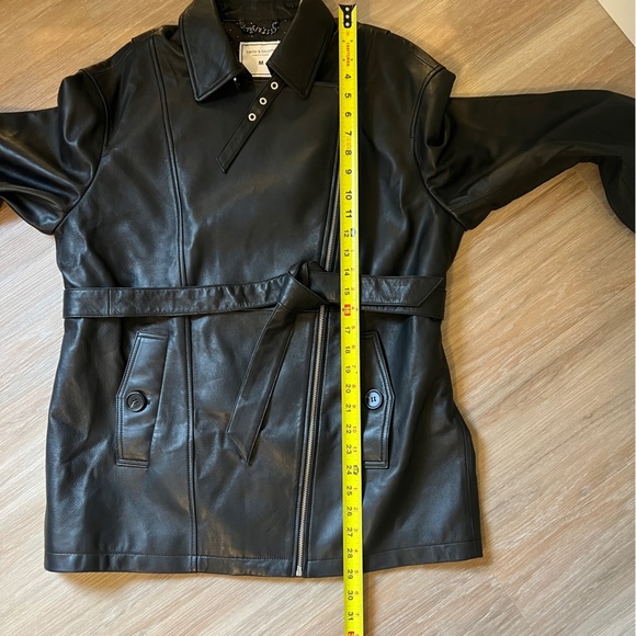 Belle & Bloom Black Leather Jacket Black Moto Trench Coat medium grunge - Picture 11 of 11